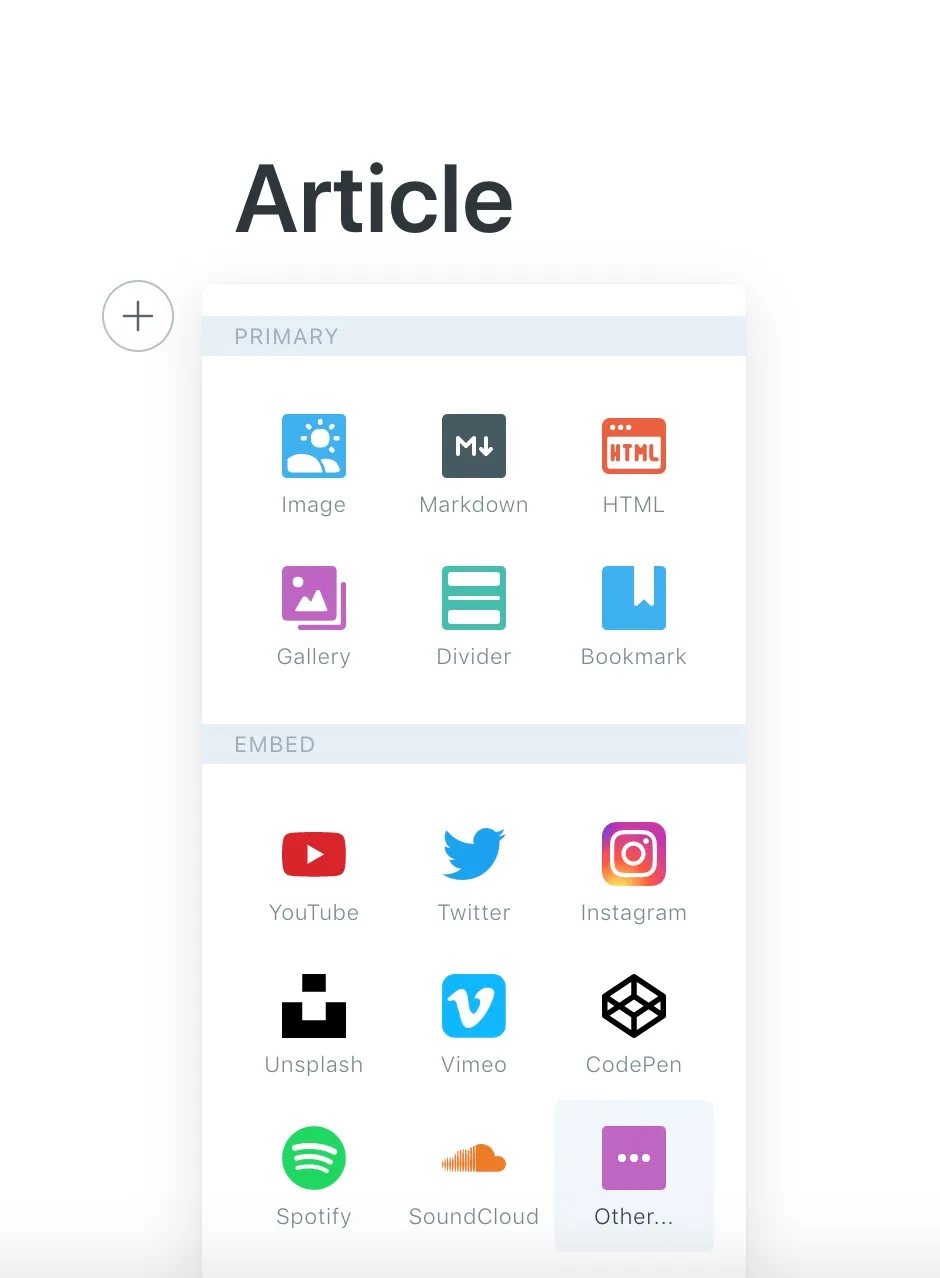 Ghost editor card picker